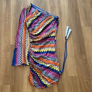 One sleeve mini dress, Alexis, multicolored